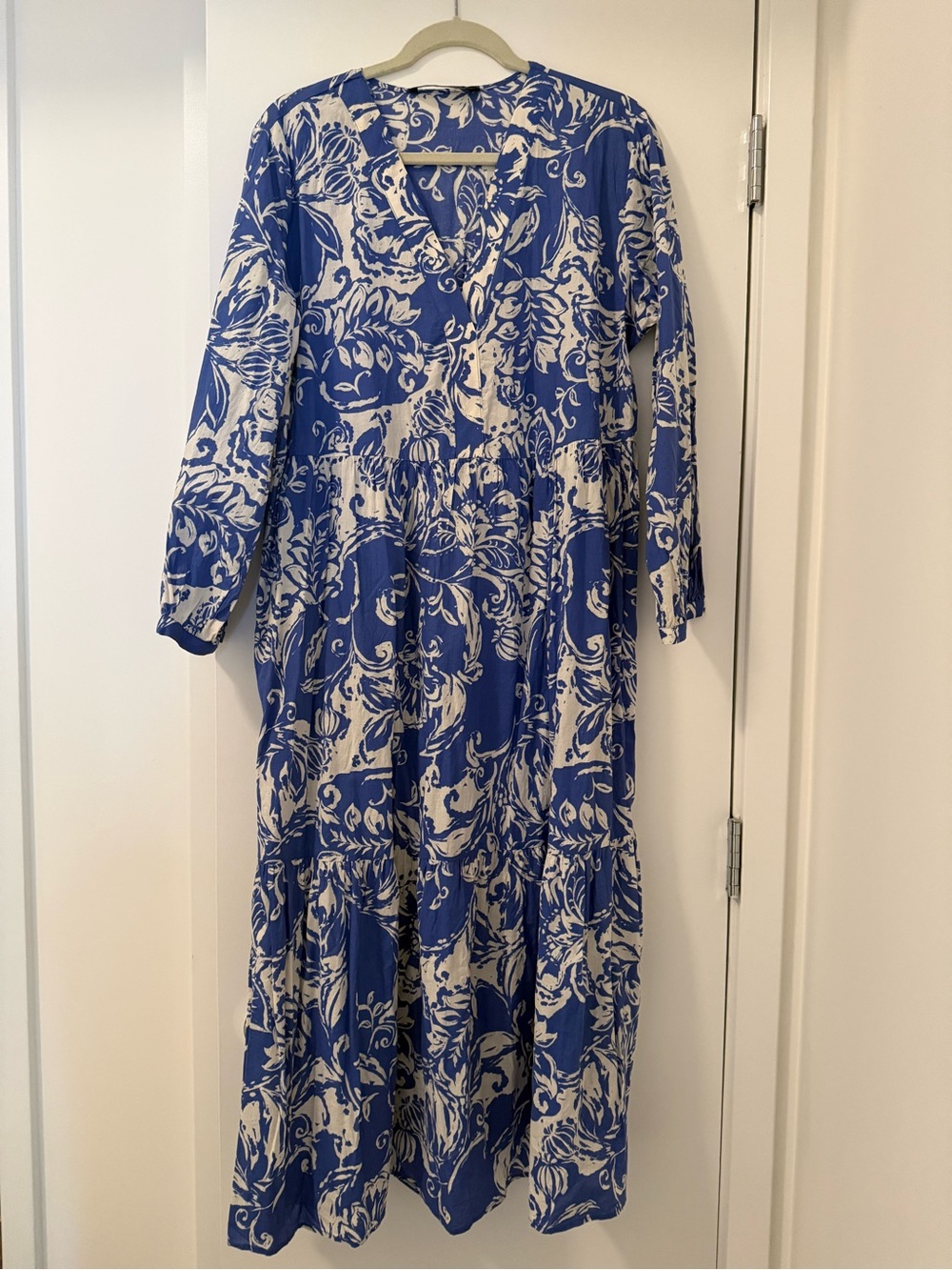 Zara Blue and White Floral Maxi Dress
